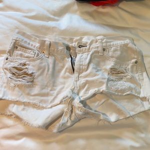 White jean shorts